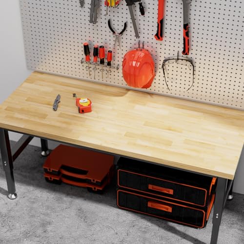 Butcher Block Island Countertop for Kitchen - 6ft L x 39"W Solid Wood Butcher Block Table Top, Unfinished Wooden Slab Counter Top for Washer Dryer/Desktop/Workbench/Bar, 1.5in Thick