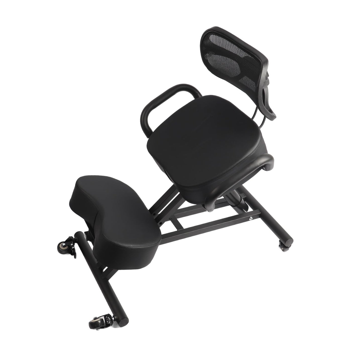 Ergonomic Kneeling Chair, Adjustable Posture Corrector Stool with Mesh Back Support and Thick Cushions for Home Office Desk, Black