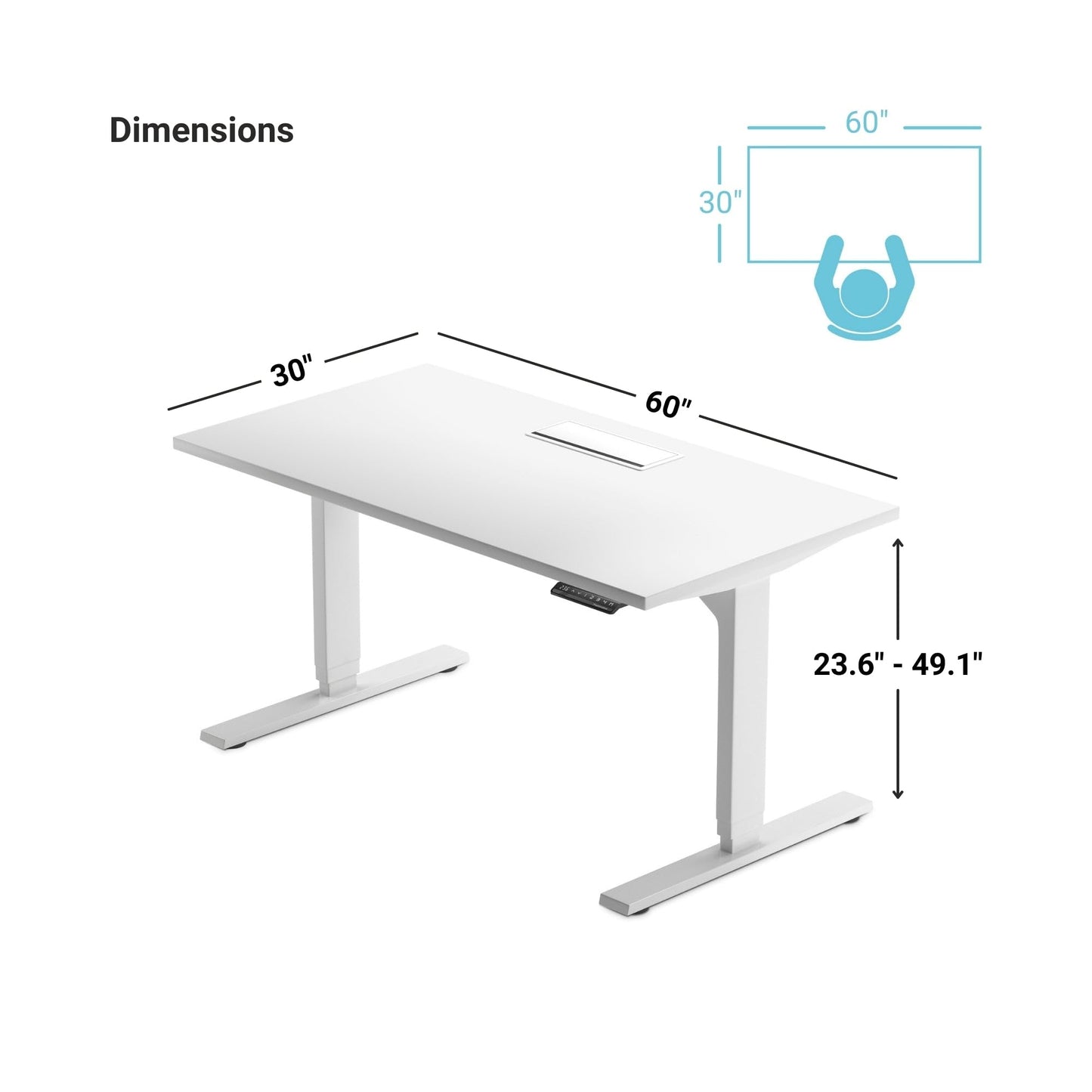 Progressive Desk Stand Up Adjustable Height Electric Standing Desk - 60"x30" Dual Motor, Computer Workstation Sit Stand Table for Home Office - Ebony Oak, Black Frame