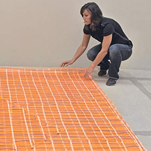 SunTouch TapeMat Electric Under Floor Heating Mat with 1/8" Thick Cable, Open-Weave Orange Mesh, 15 Sq Ft (7.5' x 2'), 120V, Commercial and Residential, Installs Beneath Tile, Stone, Laminate
