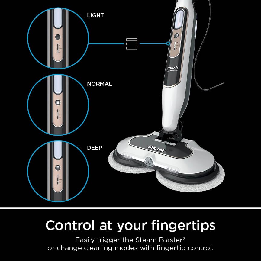 Shark Steam & Scrub with Steam Blaster Technology All-in-One Hard Floor Steam Mop with 3 Steam Modes & LED Headlights S8201, Rotator White