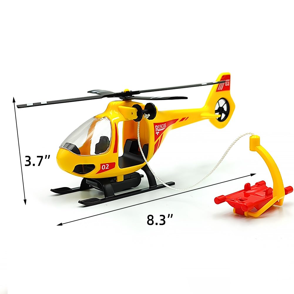 Wooden Train Cars Track Accessories Set Plane Toy with Light and Sound for Train Toys for 3-5-7 Boys Girls Years Old(Rescue Helicopter（with Light and Sound）)