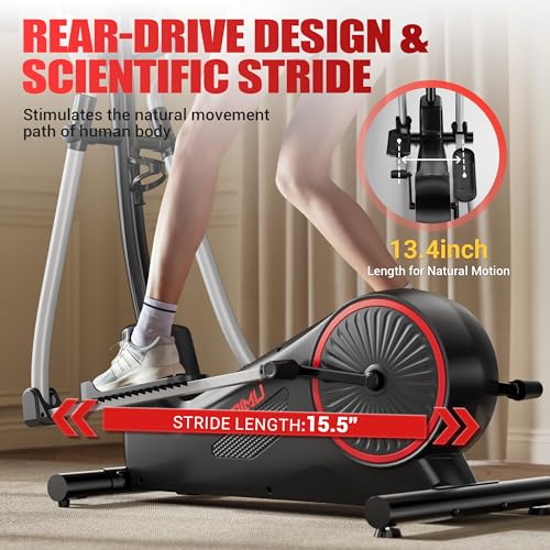 GOIMU Elliptical Machine, Elliptical Exercise Machine for Home with Hyper-Quiet Magnetic Driving System, Elliptical Trainer with 15.5IN Stride, 350LBS Loading Capacity