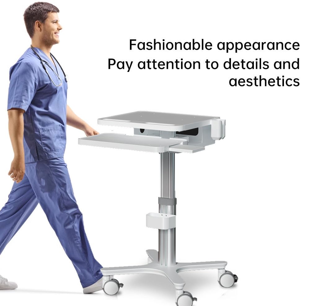 Dental Clinic Trolley Cart with Oral Scanner Holder,Hospital Mobile Workstation with Laptop Tray and Silent Wheels, for Office School Salon Lab etc.