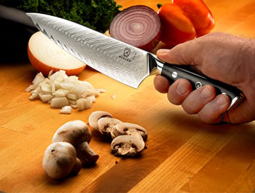 Mercer Culinary M13780 Premium Grade Super Steel, 8-Inch Chef's Knife w/Leaf Pattern Blade, G10 Handle