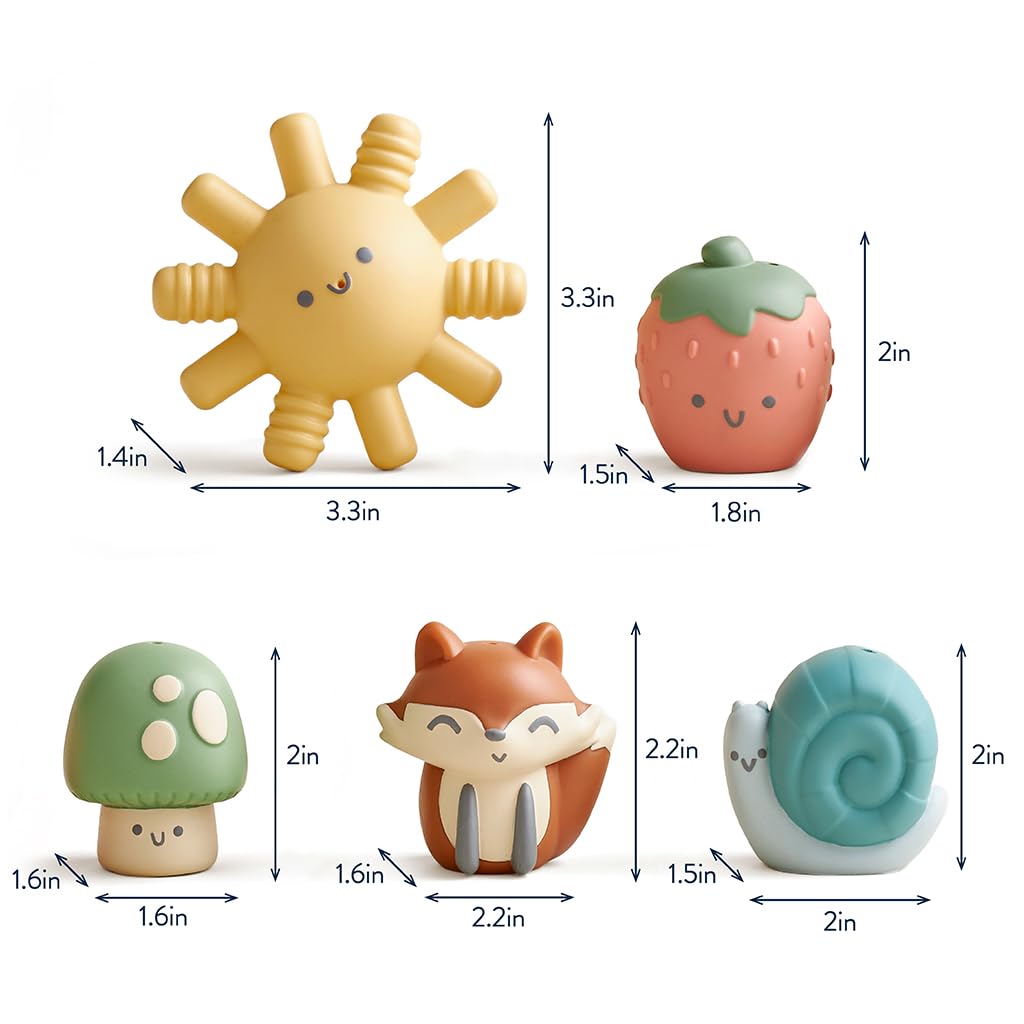 Itzy Ritzy Finger Puppet Bath Toy Set– 5-Piece Set Includes 4 Soft Finger Puppets & 1 Water-Squirting Bath Toy – Fun Characters Offer Interactive & Imaginative Play – for 6 Months and Up - Multicolor
