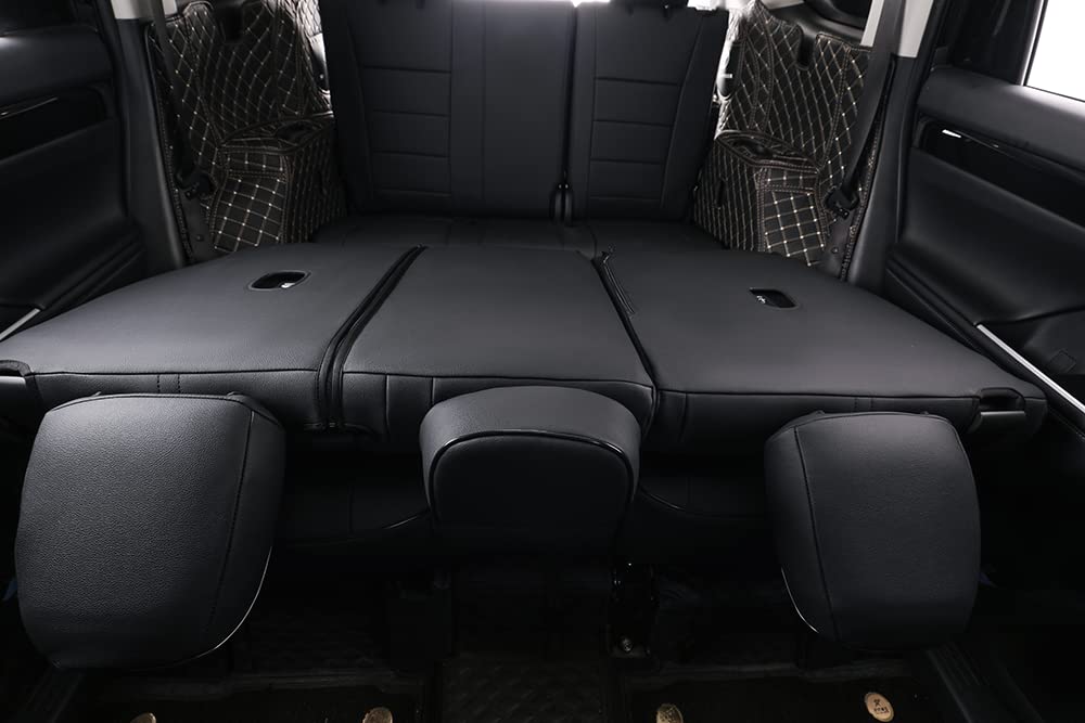 EKR Pilot Seat Covers Custom Fit for Honda Pilot Sport/EX-L/Touring/Elite 2023-2025 & Black Edition 2025,8 Seats,Leather Car Seat Cover Full Set-Three Rows,Faux Leather(Black)