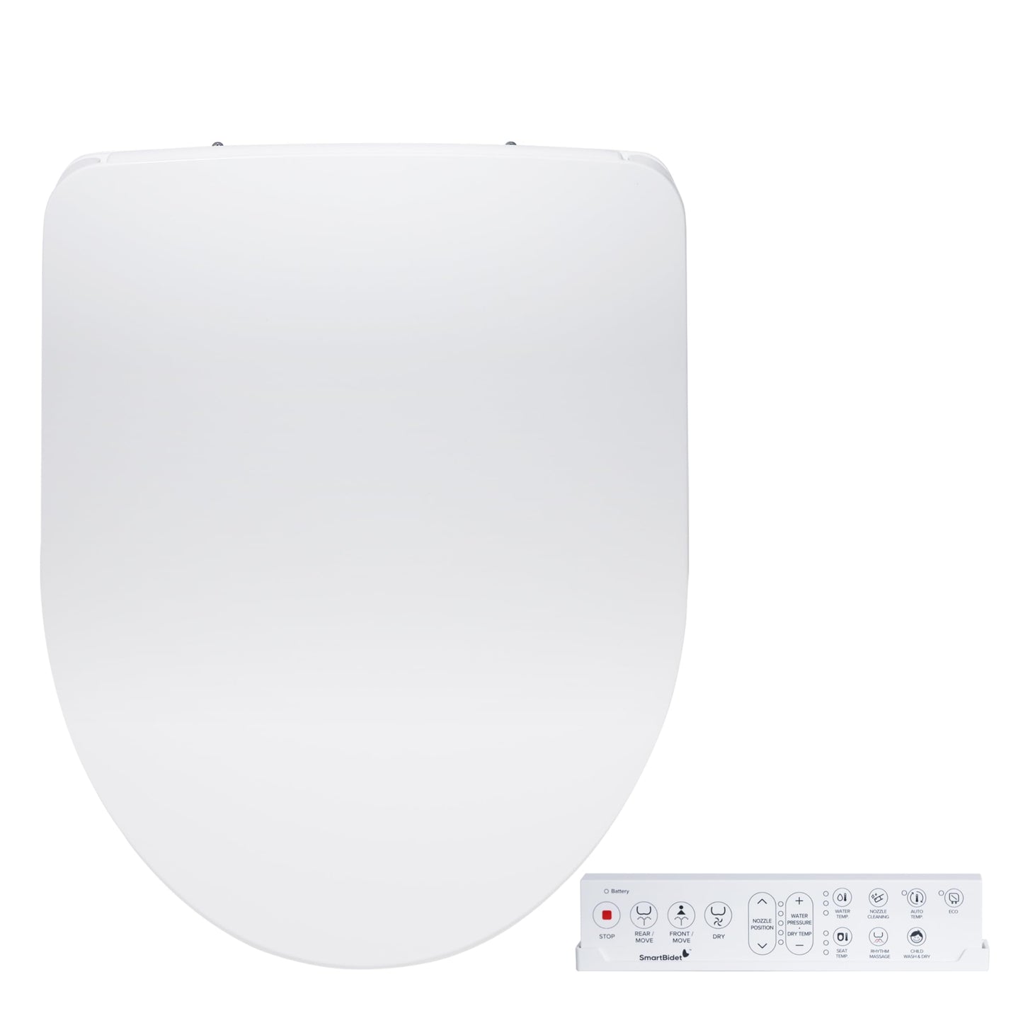 SmartBidet® SB-1200 Luxury Advanced Electric Smart Bidet Round White Toilet Seat with Remote control, Endless Warm Water with LED Night Light, Slim Profile