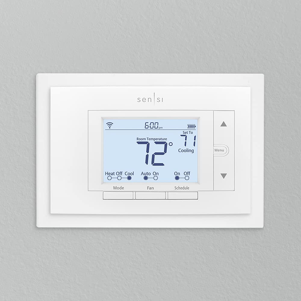 Sensi Touch Smart Thermostat by Emerson with Touchscreen Color Display, Programmable, Wi-Fi, Mobile App, Easy DIY, Data Privacy, Works Alexa, Energy Star Certified, ST75 (Black) + Wall Plate for Sensi Wi-Fi Programmable Thermostat (White)