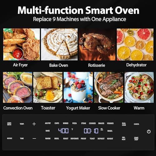 Beelicious 32QT Extra Large Air Fryer, 19-In-1 Air Fryer Toaster Oven Combo with Rotisserie and Dehydrator, Digital Convection Oven Countertop Airfryer Fit 13" Pizza, 6 Accessories, Black