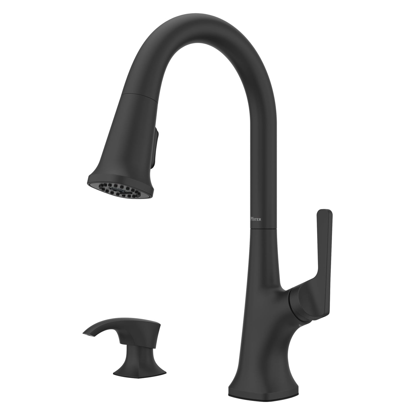Pfister Ridgeline Kitchen Faucet with Pull Down Sprayer and Soap Dispenser, Single Handle, High Arc, NSF Certified, Spot Defense Matte Black Finish, F5297RGSDB