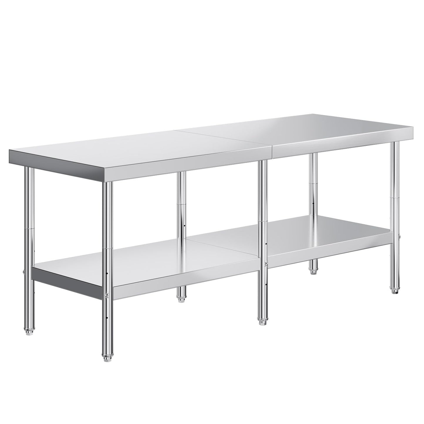 Jocisland 30" x 82" Stainless Steel Table for Prep & Work, NSF Certified Adjustable Under Shelf and Feet, for Commercial Kitchen, Restaurant, Hotel and Garage