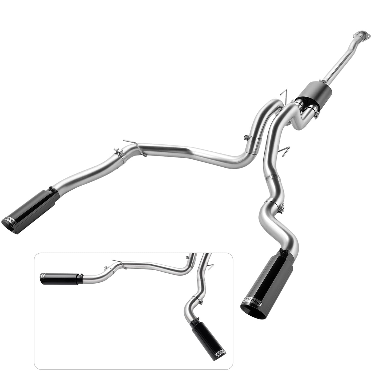 SPBREW Cat Back Exhaust System Kit Fit for 2015-2020 Ford F-150 (Side Exit/Rear Exit) Stainless Steel 3" Dual Cat-Back Exhaust Compatible with 2.7L 3.3L 3.5L Ecoboost 3.5L TiVCT or 5.0L, 2WD 4WD