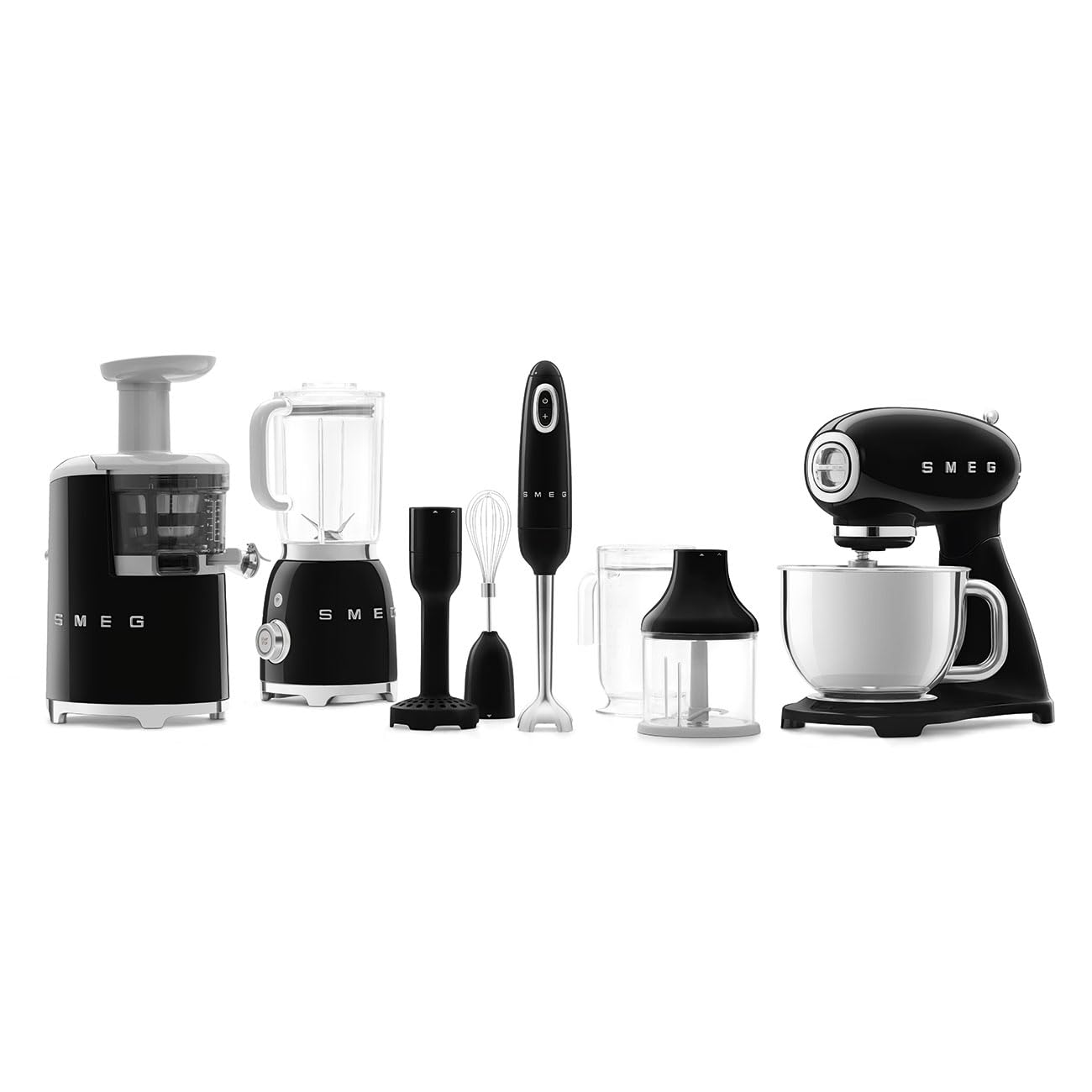 SMEG SMF03 Stand Mixer – 5 Qt Tilt-Head Mixer with Stainless Steel Bowl, 10 Speeds, Retro 50s Vintage Style – Black
