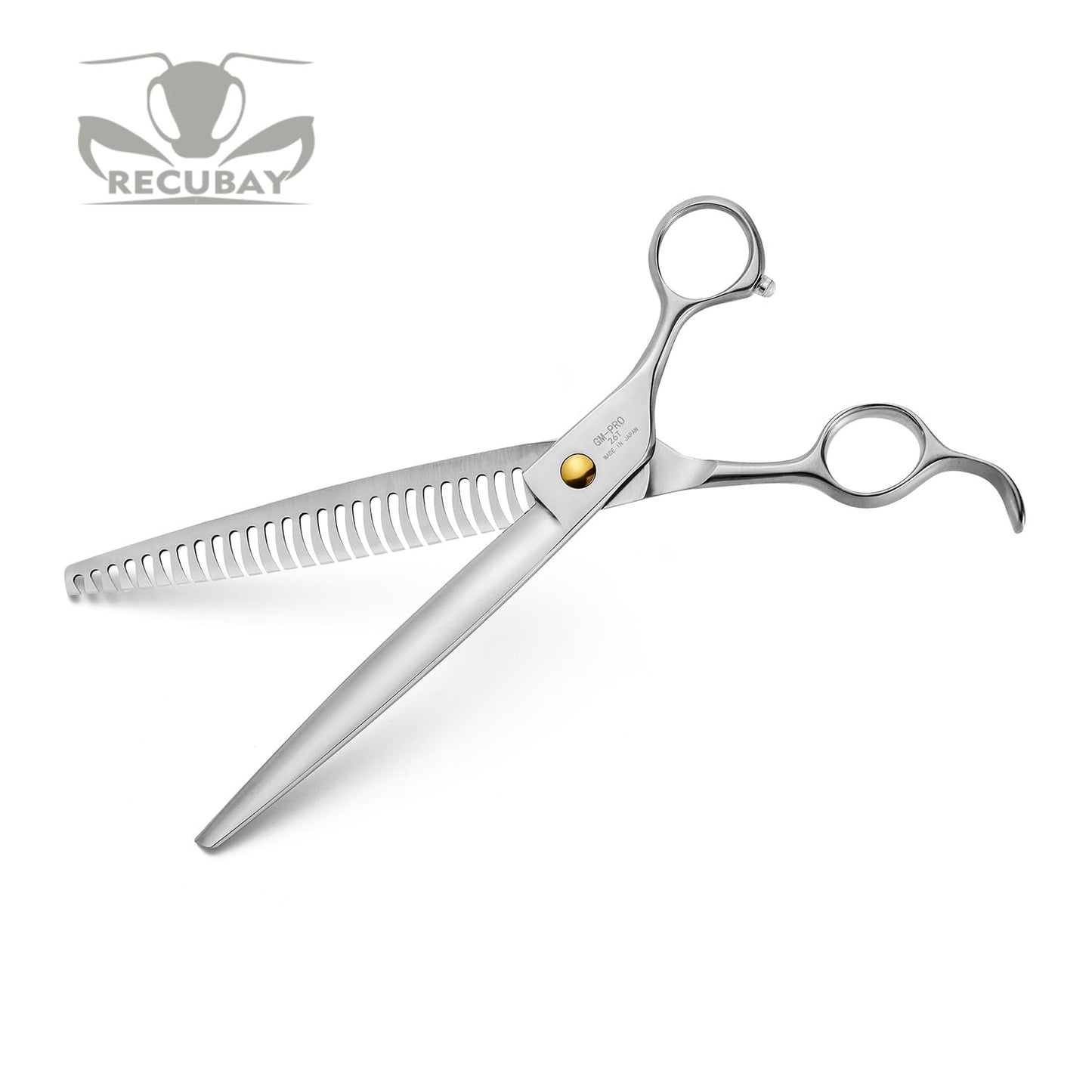 Recubay Gold Mantis Grooming Shears, Set with Matte Deluxe 440C Stainless Steel, Professional Grooming Scissors Kit, Any Skill Level(8.0" 4 Piece Set)