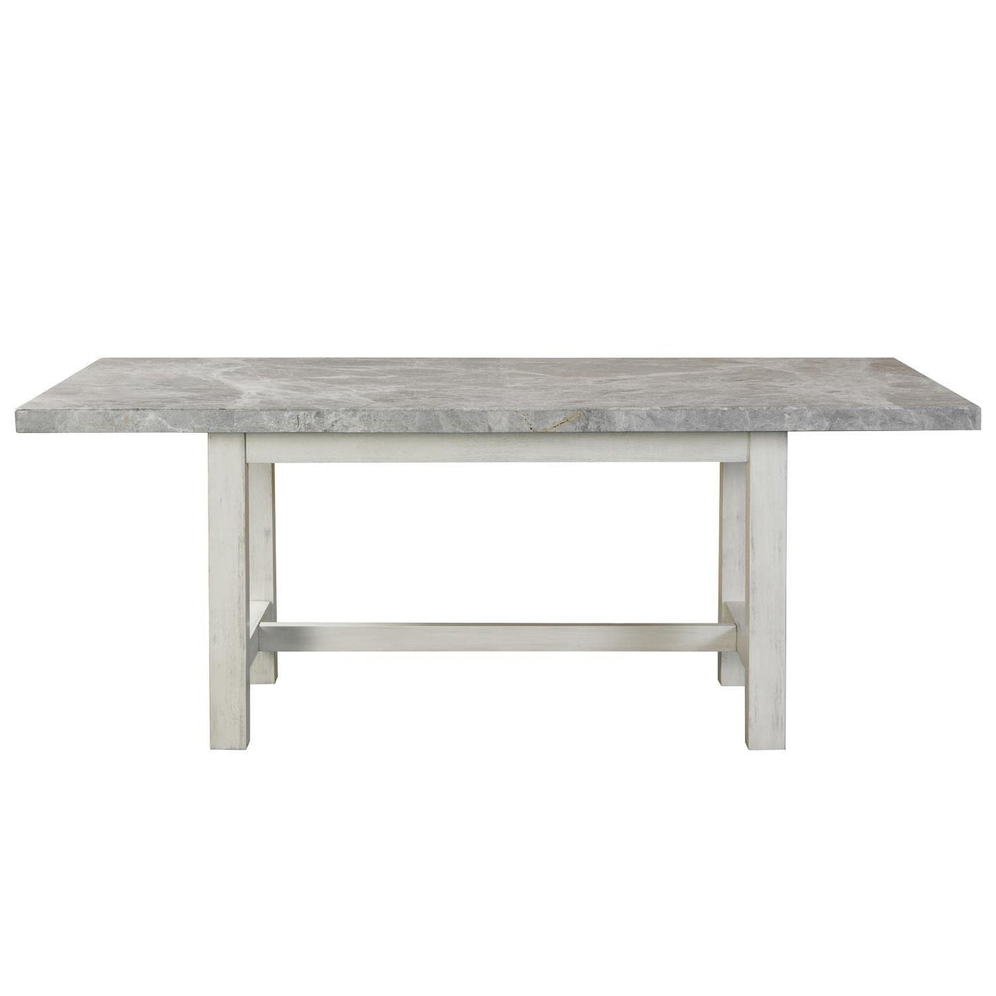 Steve Silver Furniture Canova 7pc Marble Dining Table Set, incl. with 78-Inch Rectangular Marble Dining Table and 6 Gray Velvet Dining Side Chairs, 78" L x 42" W x 30" H, White, Grey