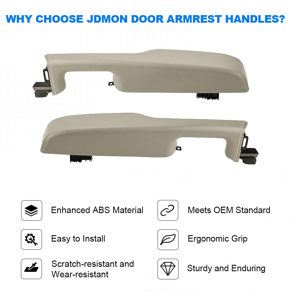JDMON 1 Pair Front Left Driver Right Passenger Interior Door Armrest Handle Replacement for 1999-2006 Chevy Suburban Avalanche Tahoe GMC Yukon Cadillac Escalade Replacement for 88981547 15703701 Beige