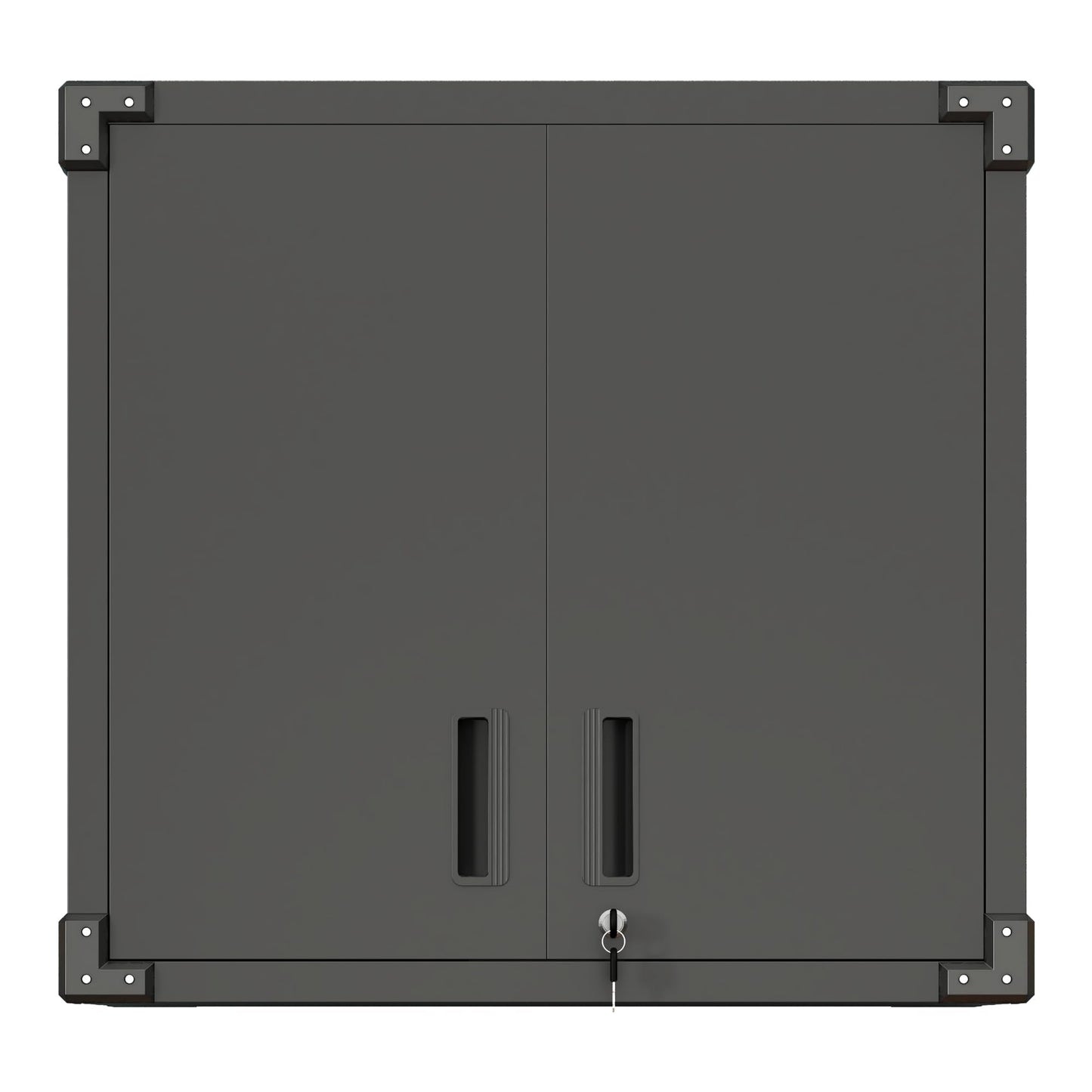 Metal Wall-Mounted Tool Storage Cabinet with 2 Locking Door 1 Adjustable Shelf 1 Opened Drawer for Garage Warehouse,Office,Assembly Required