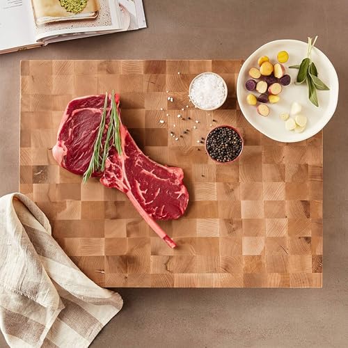 John Boos CCB Series Rectangular Wooden Maple Cutting Board 20”x15” – 2.25” Thick, 21-lb Reversible Butcher Block with End-Grain & Finger Grips – Made in the USA