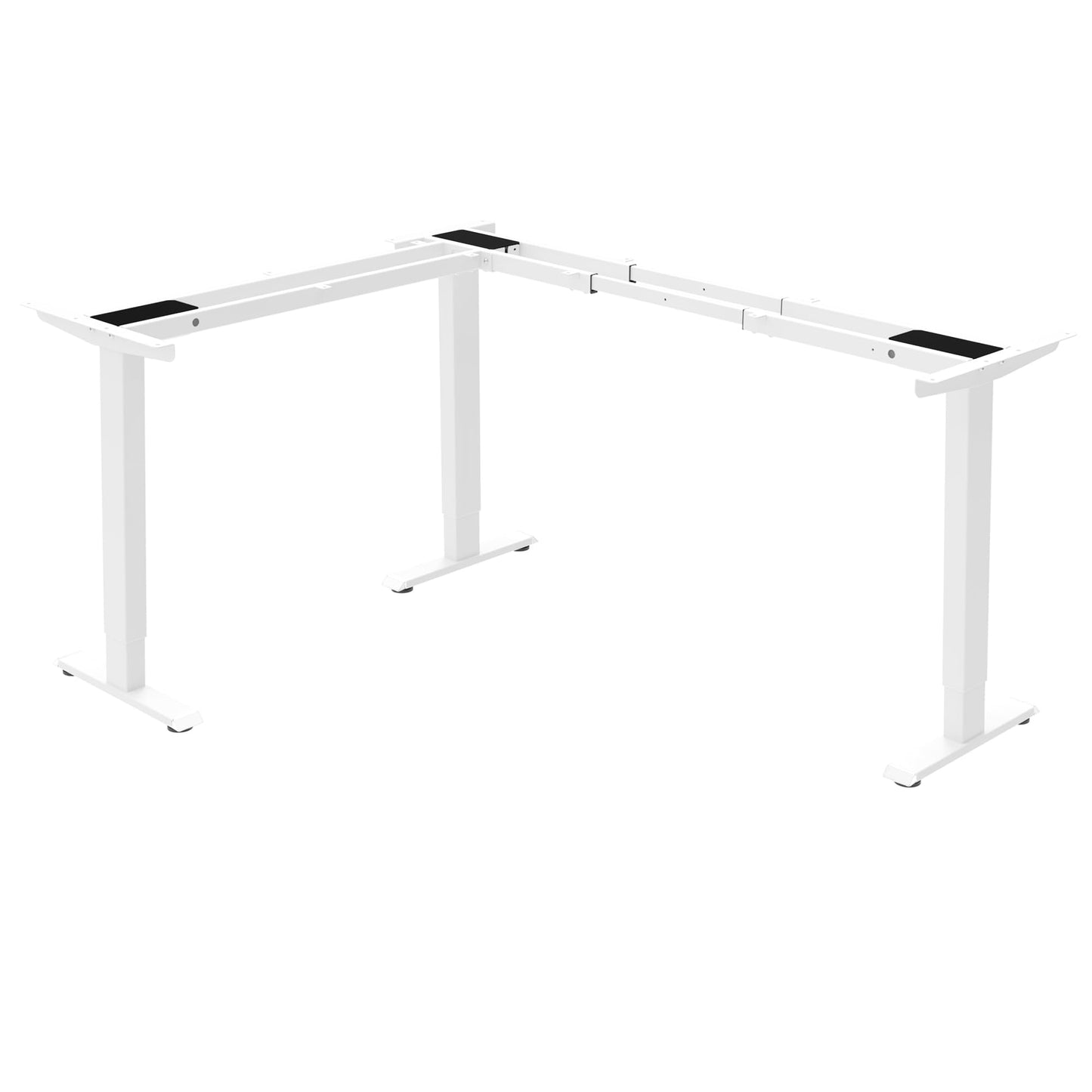 Fromann Adjustable 3 Legs Standing Desk Frame Base Electric Corner Sit-Stand Desk for Home and Office (White)