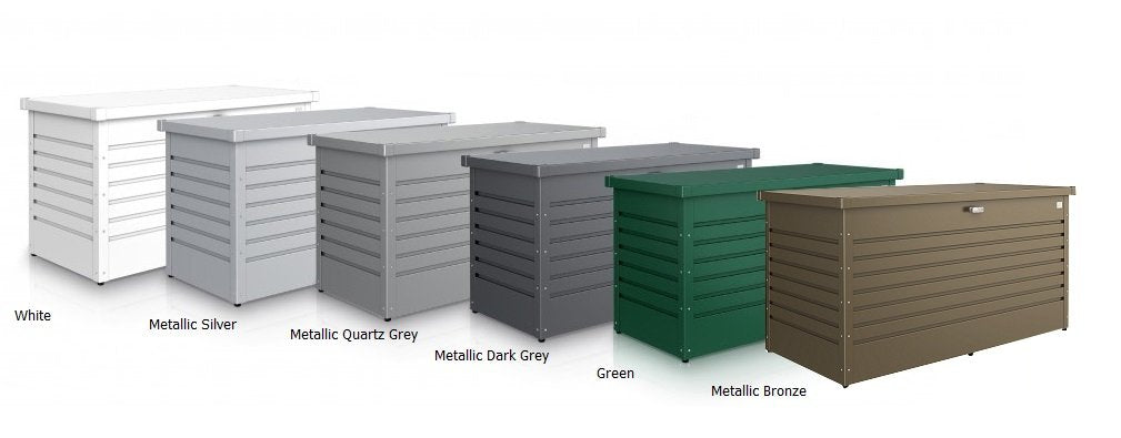 Biohort LeisureTime Steel Silver Deck Box - 210 Gallon Steel Outdoor Storage Box, Locking & Waterproof Large Metal Tool Box, Cushion, Furniture, & Package Chest, Size: 71"x31"x28"