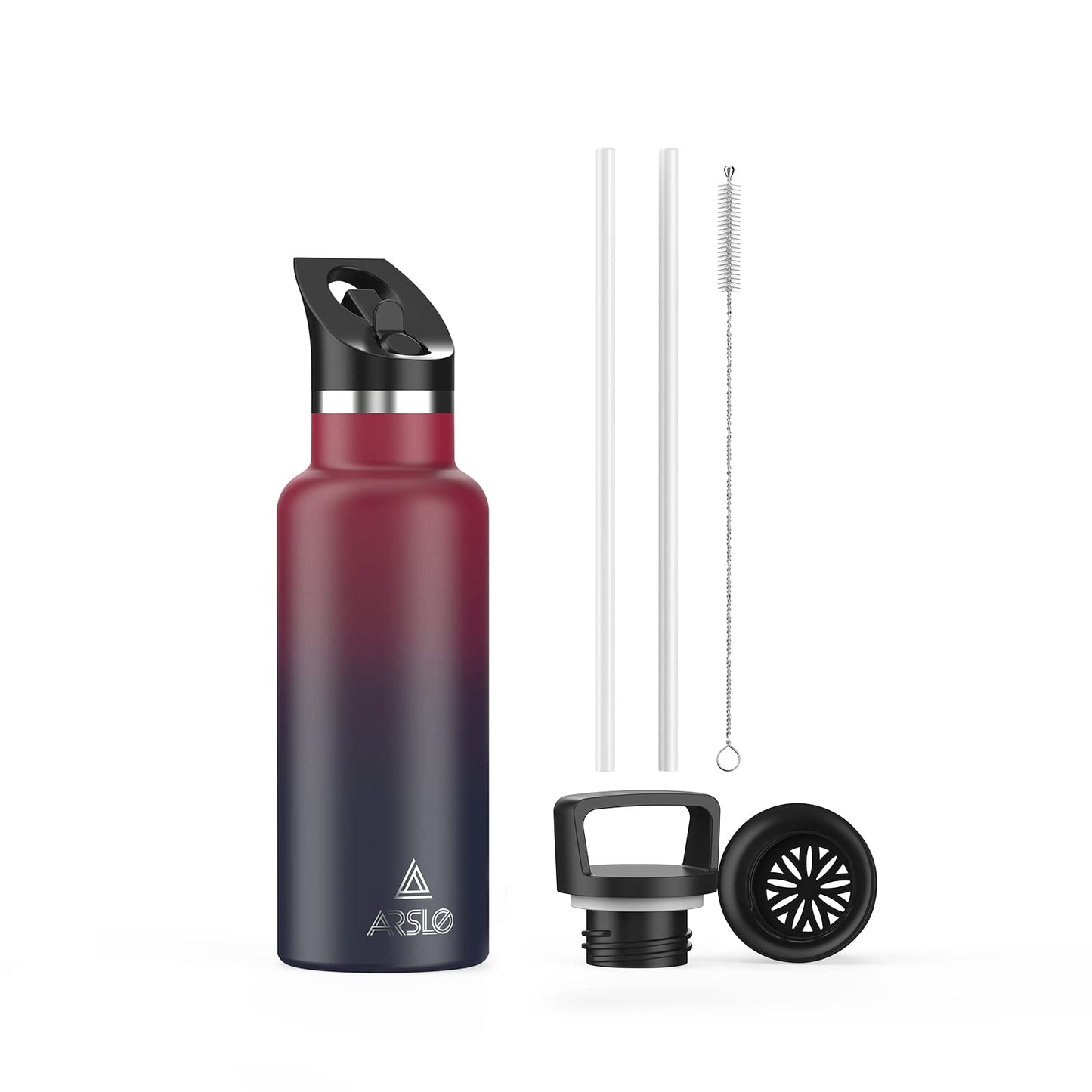 Stainless Steel Double Wall Water Bottles, Vacuum Insulated Bottle With Straw Lid, Insulated Water Bottle Keeps Water Cold for 24 Hours, Hot for 12 Hours, Hiking, Sports