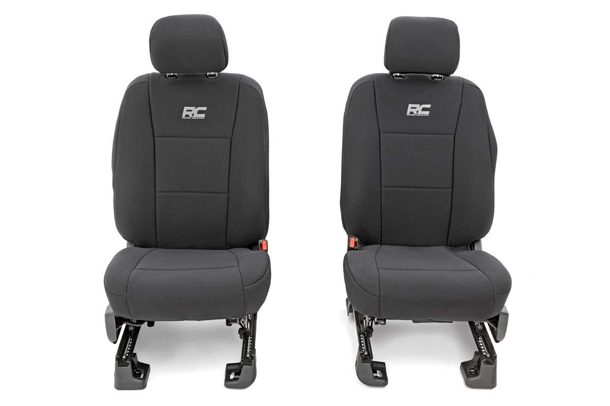 Rough Country Neoprene Seat Covers for Ford F-150, Lightning, F-250 & F-350 Crew Cab (2015-2025) w/FR Bucket Seat - Front & Rear Seat Cover Set, Waterproof, UV Resistant, Foam Padded