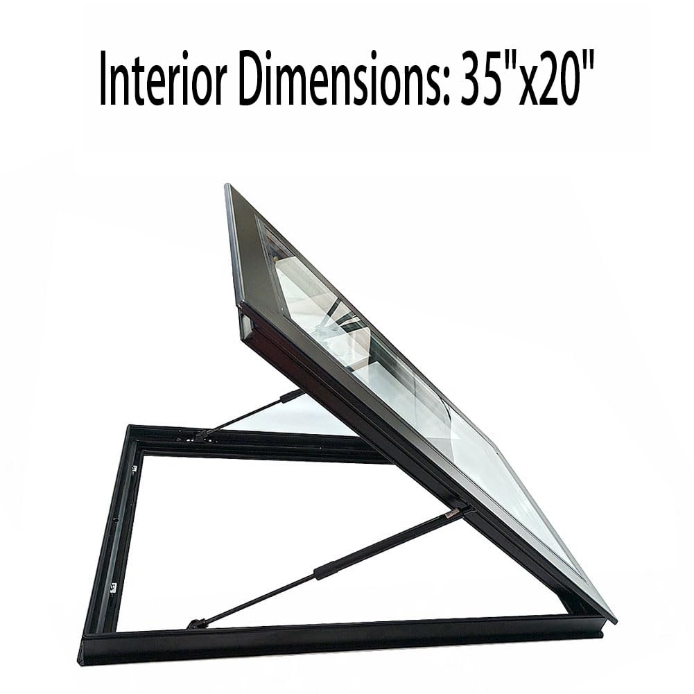 Skylights & Roof Windows;Skylight Window - Square/Rectangle;Roof Skylights;Manual Ventilation Partition Mounted Skylight,Aluminium Alloy + Double Glass Skylight (5 Size) (35"×20")