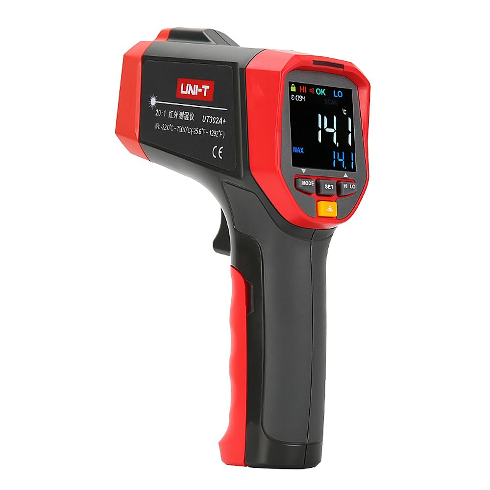 UNI-T UT302A+ Digital Industrial Infrared Thermometer, -32℃~700℃ (-25.6℉~ 1292℉) Non-Contact Industrial Infrared Thermometer for Industrial,Kitchen Cooking, Not for Human