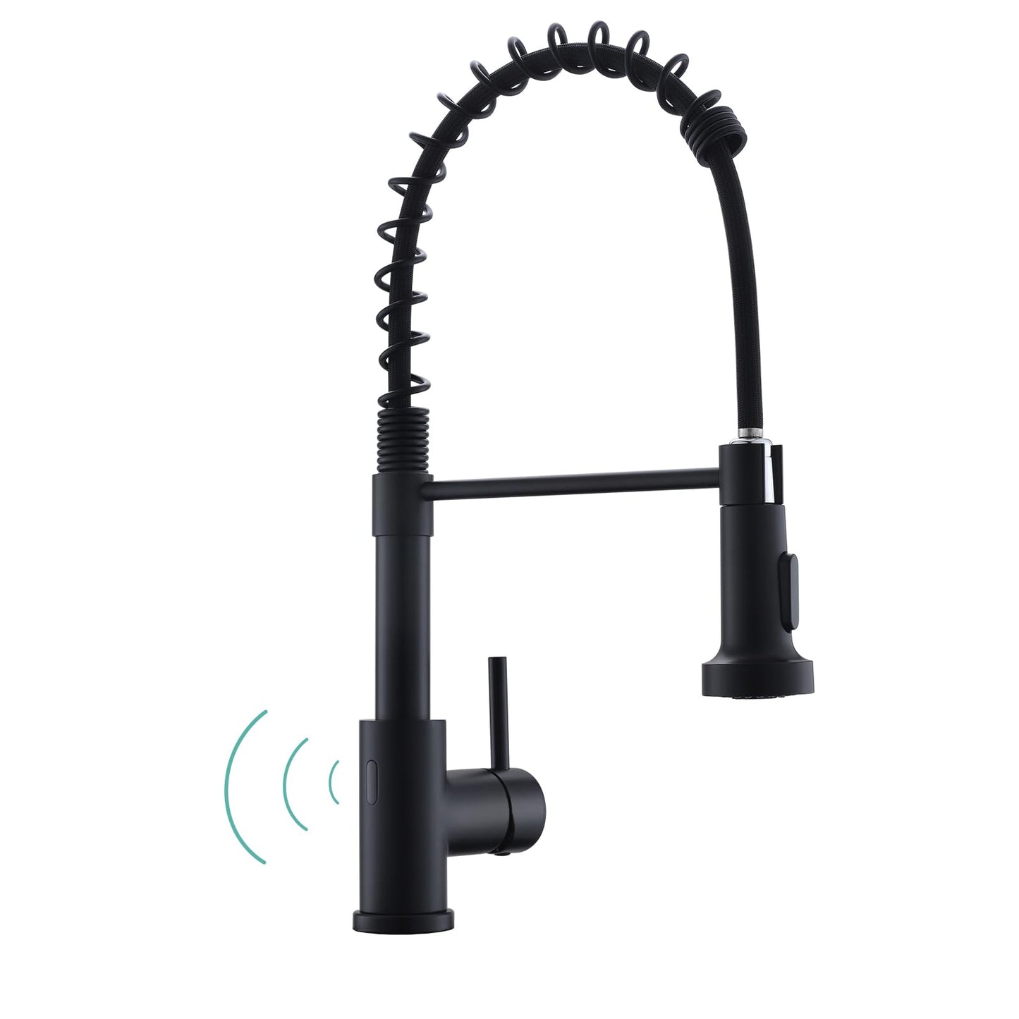 WEWE Matte Black Touchless Kitchen Faucet with Pull Down Sprayer - Motion Sensor Black Kitchen Faucet Spring Single Handle Kitchen Faucets, Stainless Steel Faucet for Kitchen Sink