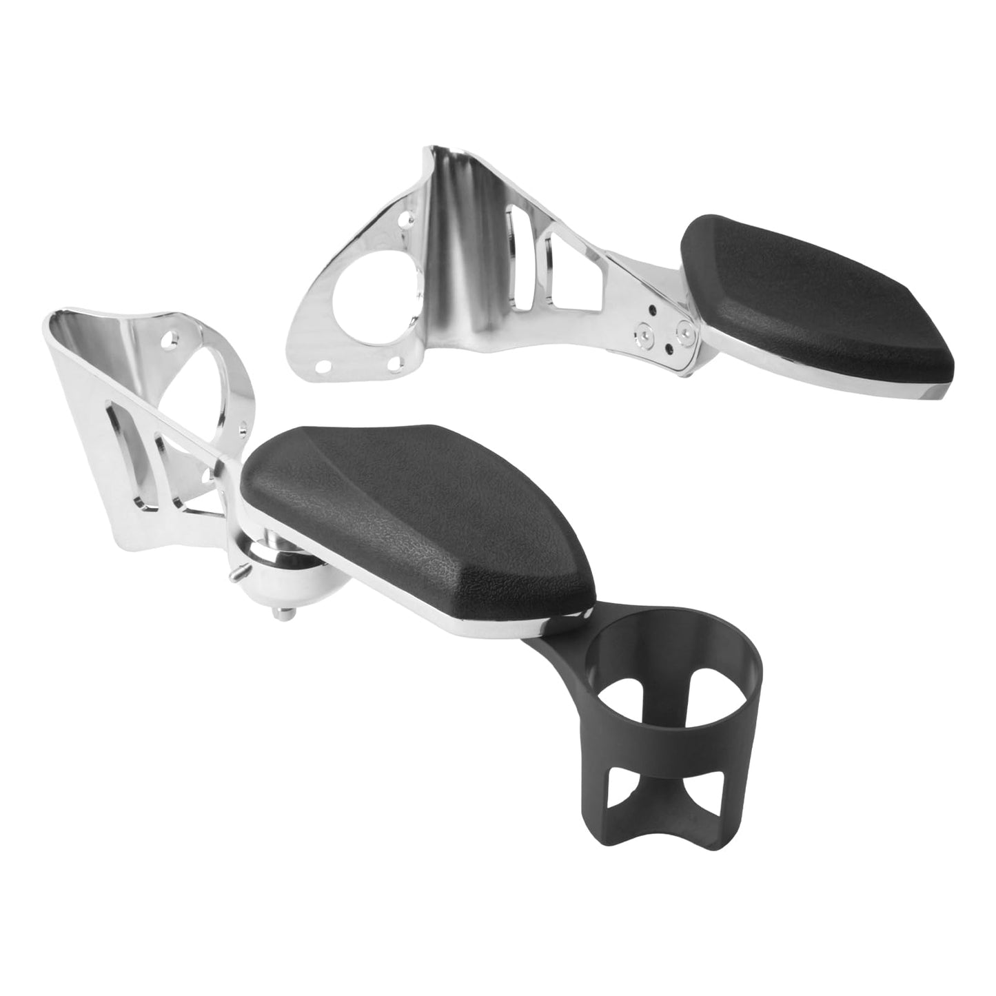Adjustable Passenger Armrests with Cup Holder for Motorcycle Accessory Compatible with Harley Touring Electra Glide Road Glide Ultra Tri Glide 2014-2024 (Chrome)