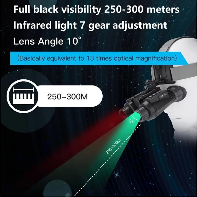 Dumjug 4K Digital Night Vision Goggles Binoculars with Photo and Video Recorder, 1314ft Long Distance, Nightvision Goggles for Camping Hiking with Head-Mount Kits for Helmet