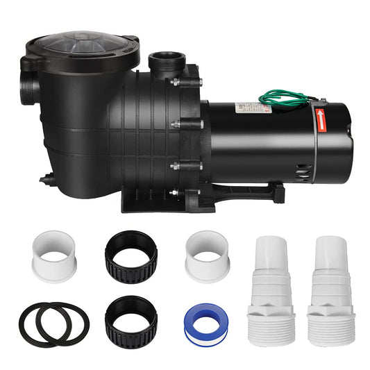 Anbull 1.5HP 6480GPH Pool Pump, Powerful Self Priming Dual Voltage In/Above Ground Swimming Pool Pumps for 15000-31000 Gallons Pools, with Strainer Basket & Drain Plug (1100W/60HZ)