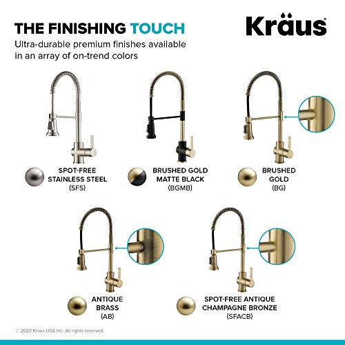 KRAUS Britt Commercial Style Kitchen Faucet in Spot Free Antique Champagne Bronze, KPF-1690SFACB