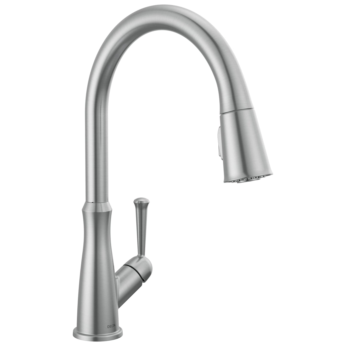 Delta Westville Brushed Nickel Kitchen Faucet with Pull Down Sprayer, Contemporary Single Hole Kitchen Sink Faucet, Single Handle, Arctic Stainless 9110-AR-DST