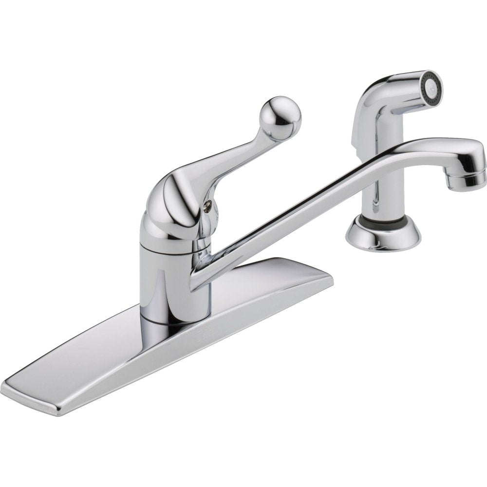 Delta Faucet Classic Single-Handle Kitchen Faucet with Side Sprayer, Chrome Kitchen Sink Faucet, Kitchen Faucet 3 Hole, Chrome 400LF-WF