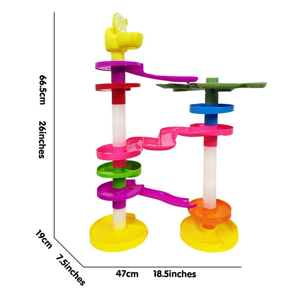 WEofferwhatYOUwant Potty Ball Drop Tower – Toddler STEM 22 Piece Toy with Lemon Toilet, 45 Hour LED Motion Activated Light-up Balls, Stackable Marble Run Ramps | Motor Skill Sensory Play. Ages 1–3