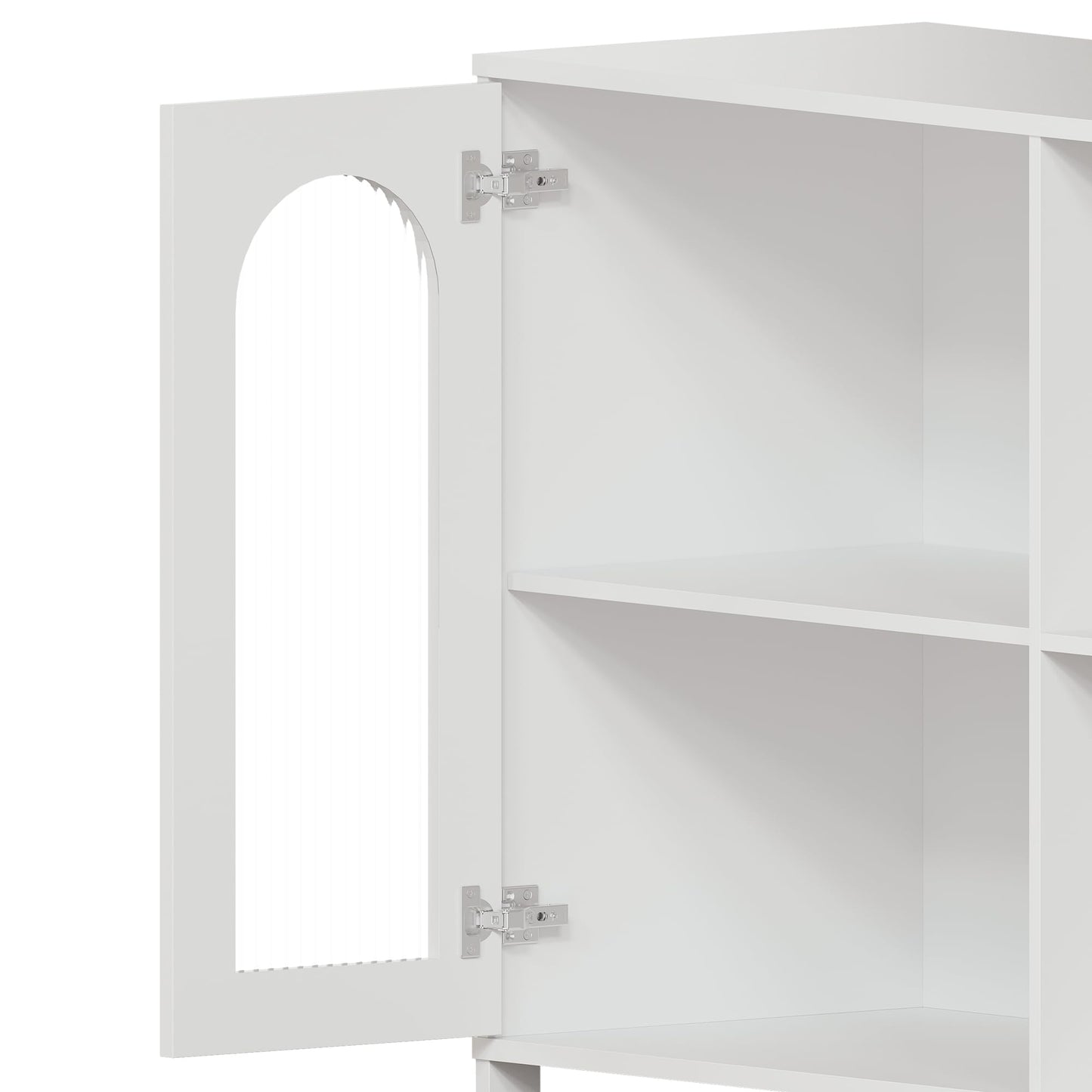 GAOMON Buffet Sideboard Cabinet, Wooden Storage with Glass Doors, Two Metal Handle, Storage Cabinet with Adjustable Shelves, Modern Sideboard for Living Rome, Kitchen, Dining Room,White
