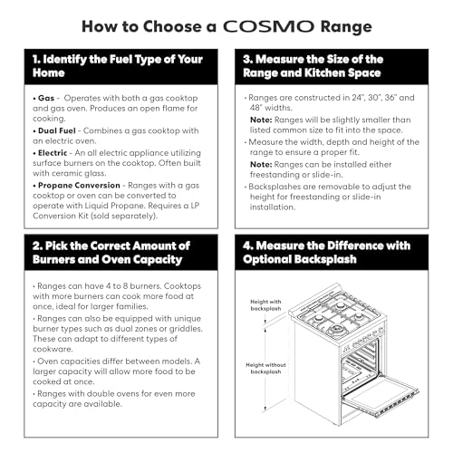 COSMO COS-305AGC 30 in. 5.0 cu. ft. Freestanding Single Oven Gas Range with 5 Burner Cooktop and Heavy Duty Cast Iron Grates in Stainless Steel