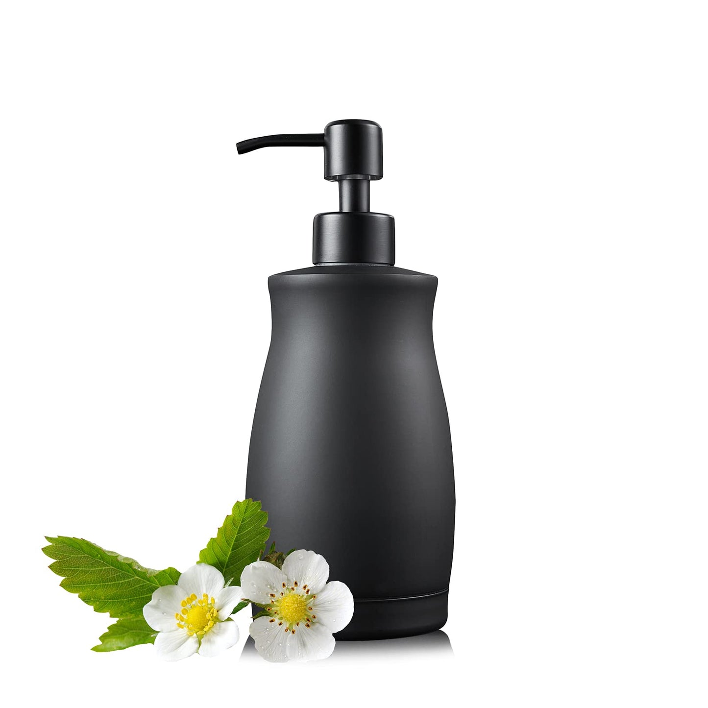 304 Stainless Steel Countertop Black Soap Dispenser Rust Resistant Leak-Proof Liquid Hand Sanitizer Pump with Hopper，for Kitchen Sink, Countertop, Bathroom (13.5oz/400ml)