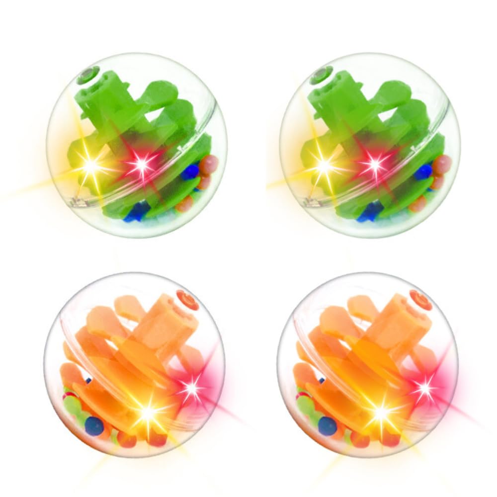 WEofferwhatYOUwant LED Activity Balls – 4 Motion-Activated Light-Up Rattle Balls for Toddler STEM Towers – 1.8" Sensory Toy for Kids - Permanently Enclosed 45 Hour Long Lasting Batteries
