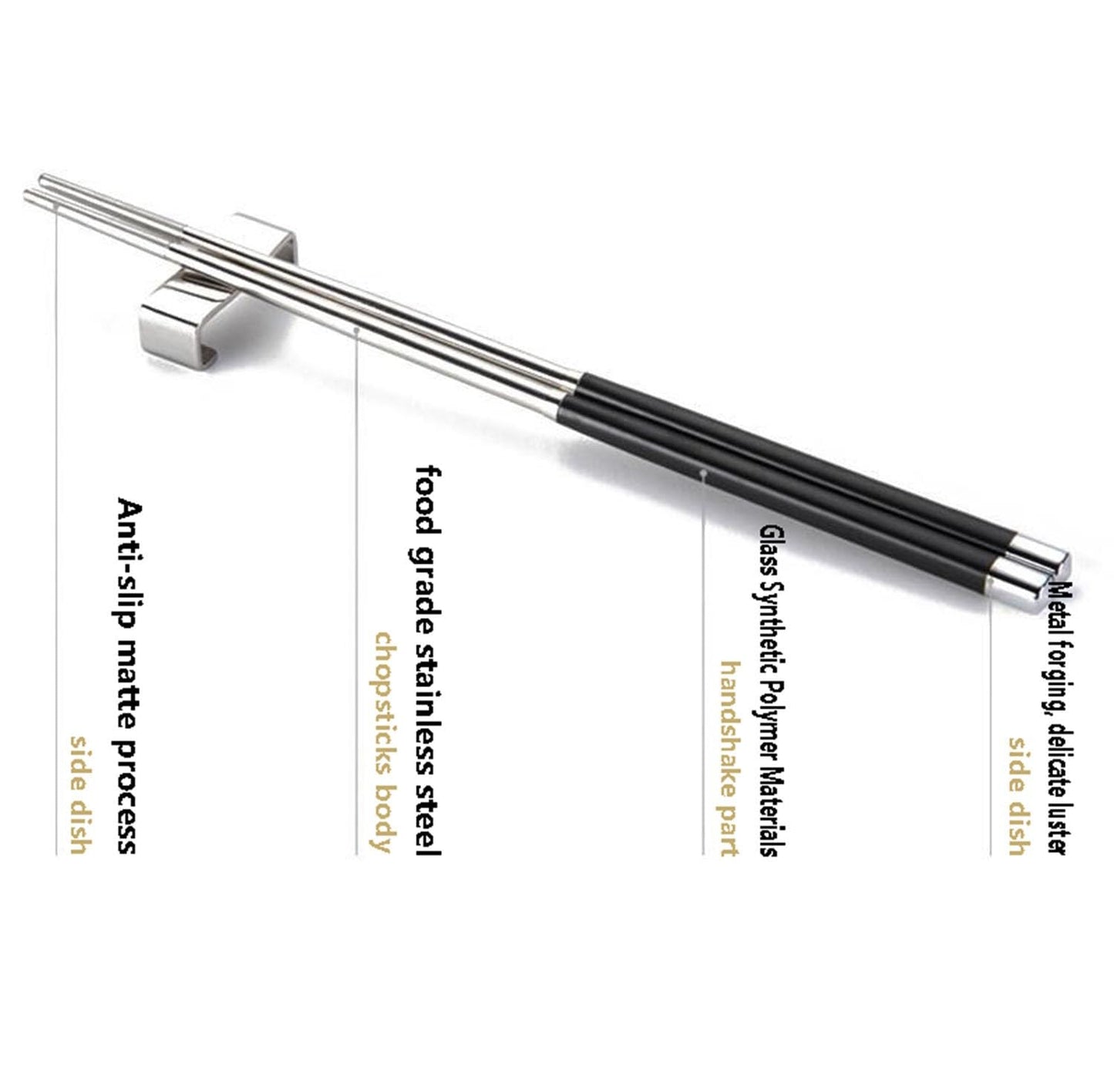 HGRVUTCFI reusable chop sticks chopsticks reusable Stainless Steel Chopsticks 304 Metal Chopsticks Household Non-Slip Chopsticks Silver Iron High-End Chopsticks Can Be Washed in the Dishwasher Suitabl