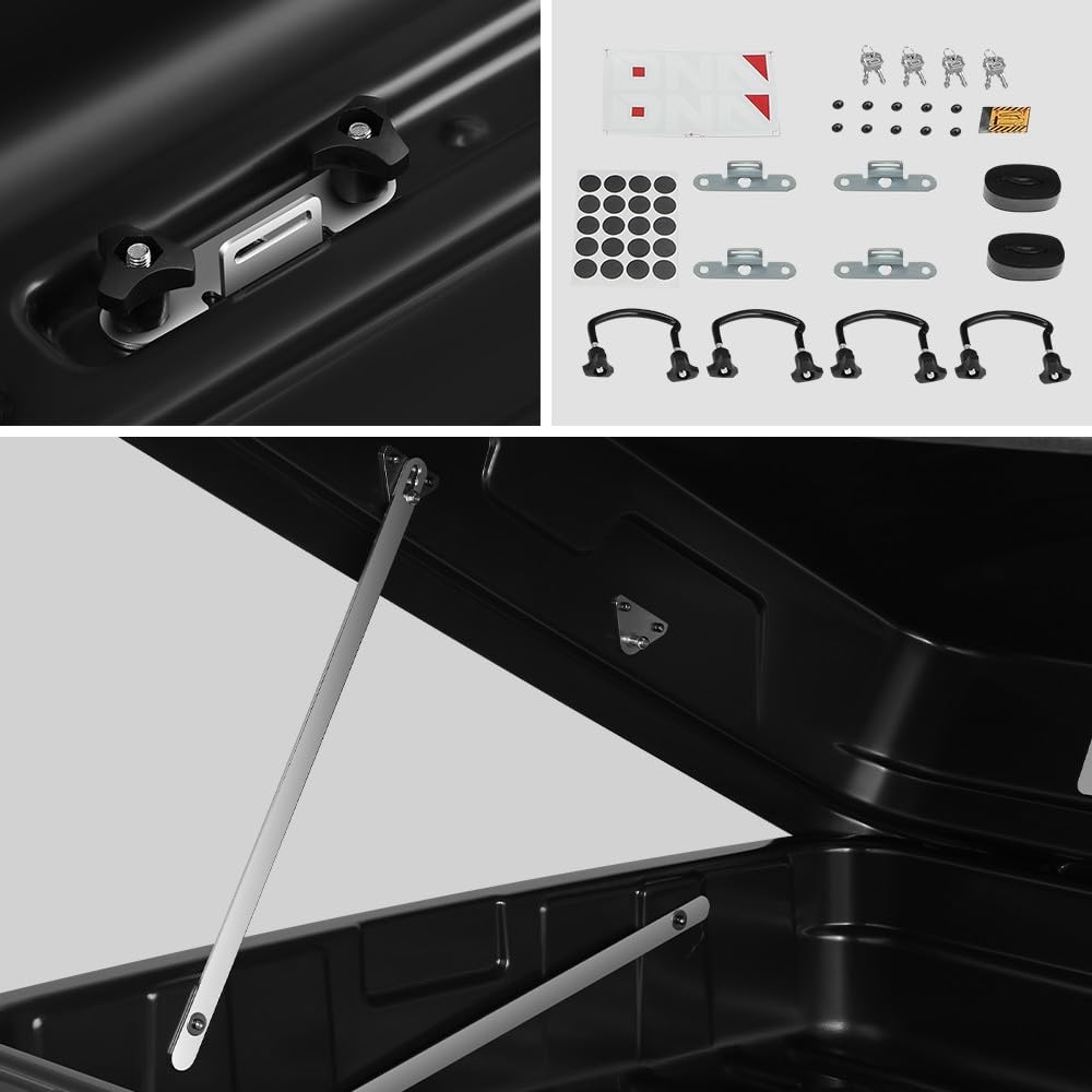 DNA MOTORING Rooftop Cargo Box, 13 Cubic Ft 110 lbs Capacity, Car Top Cargo Carrier Hard Shell Weatherproof Lockable Heavy Duty Car Top Storage Case Roof Box, 56.3" L x 36.8" W x 16.25" H, PT-ZTL-8188