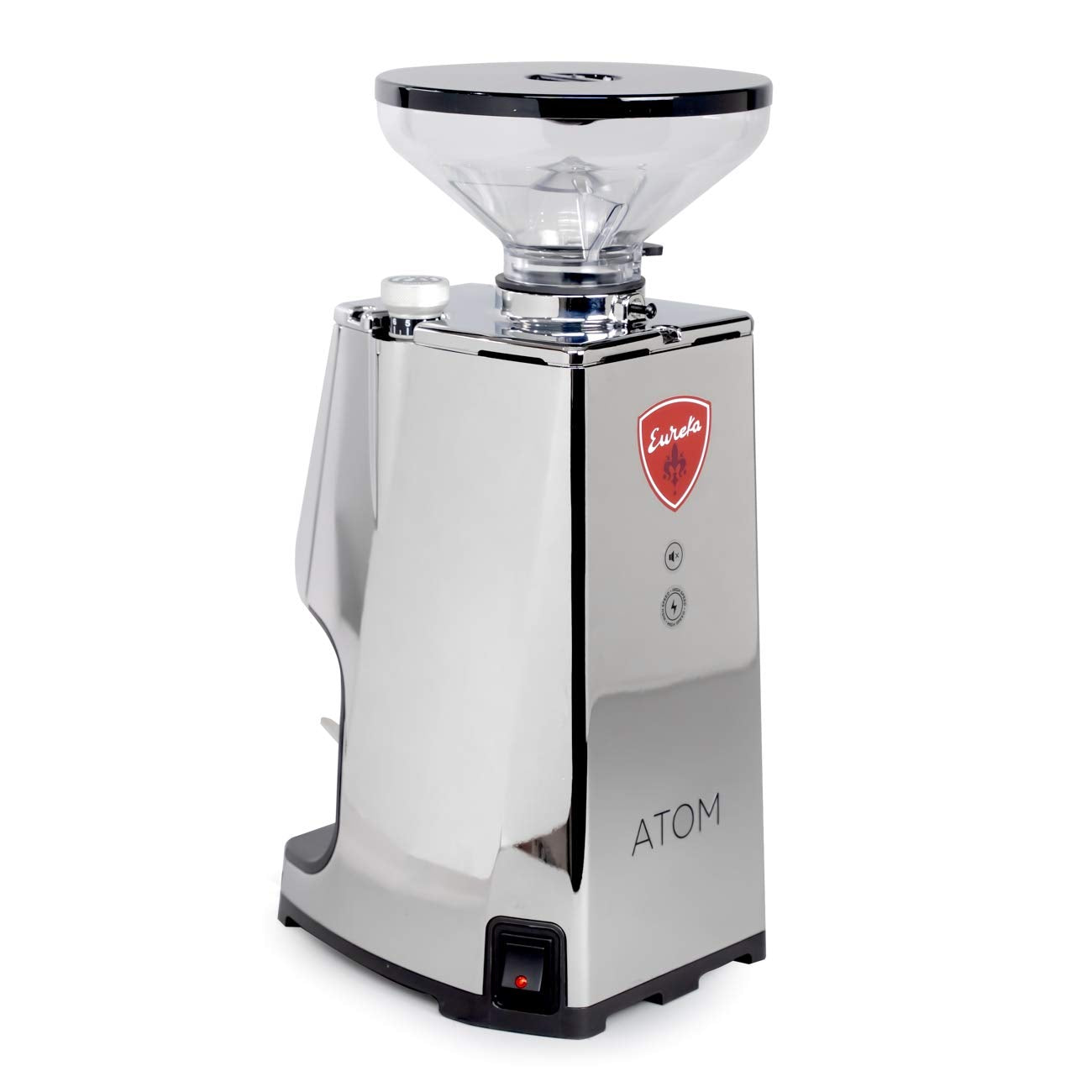 Eureka Atom Specialty 75 Commercial Espresso Grinder - Short Hopper | 75mm Flat Burrs | Silent Technology | Timed Dosing | Stepless | (Chrome)