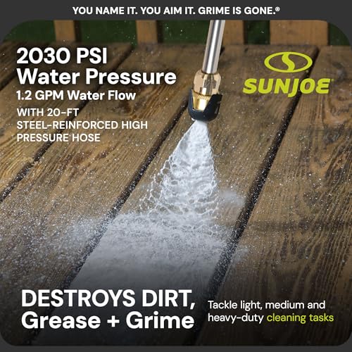 Sun Joe Electric Pressure Power Washer, Heavy-Duty 2500 Max PSI (2030 PSI PWMA Rated), Cleaning Machine for Patios, Decks, & Sidewalks, Safety First GFCI Power Cord, w/Dual Soap Tanks, SPX3000