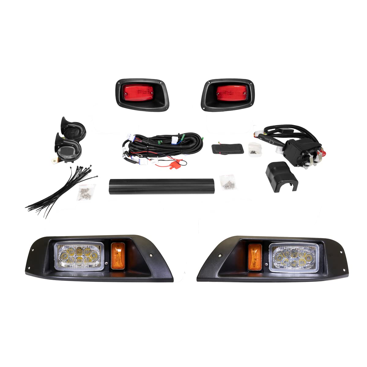 PROFX Deluxe LED Golf Cart Light Kit for EZGO TXT (1994.5-2013) Gas & Electric | Includes Adjustable LED High/Low Beam Headlights, Tail Lights, Turn Signals, Hazard Lights, Brake Pad, Horn