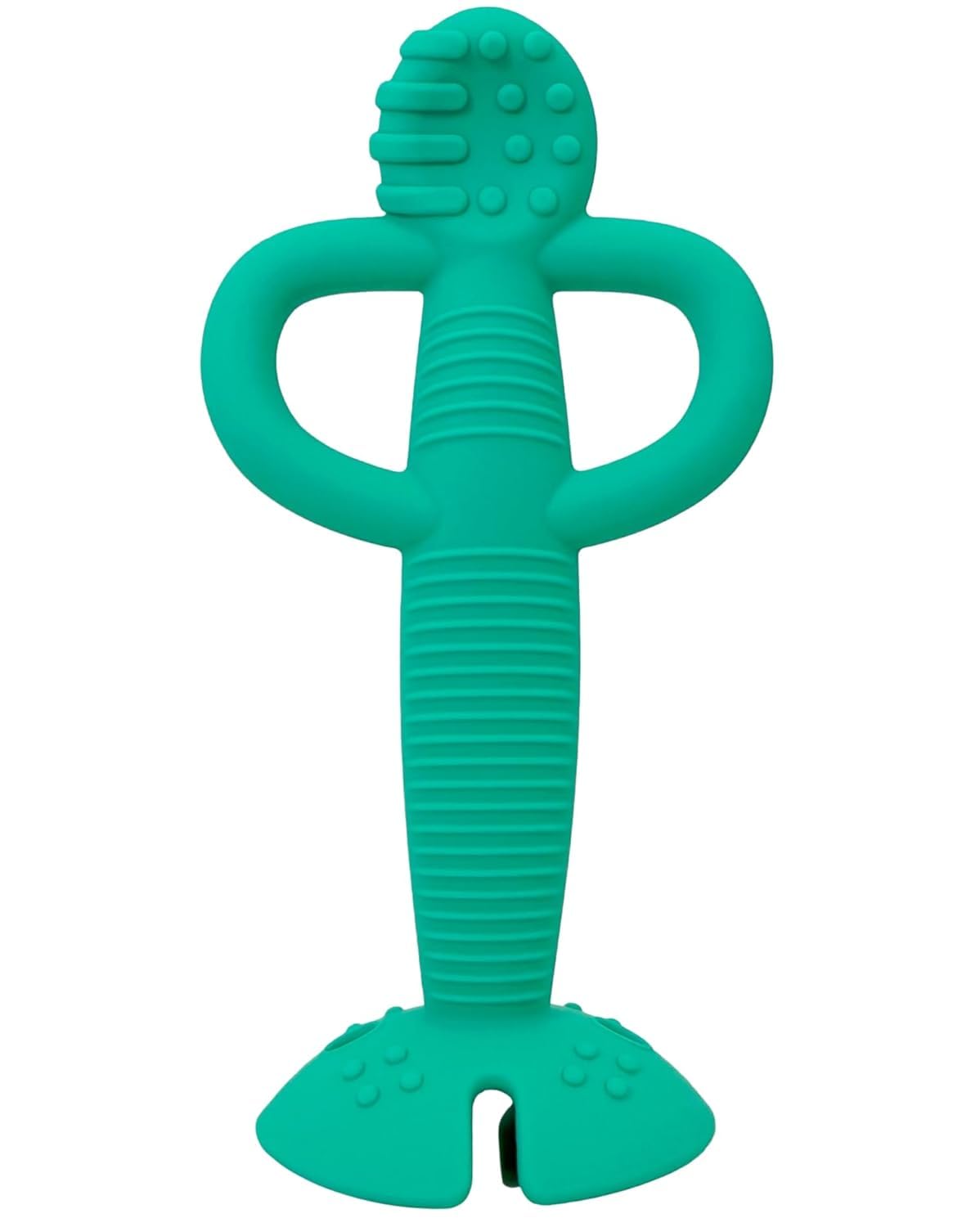 Busy Baby Teething Spoon - 2-in-1 Teether and Training Spoon for Self Feeding, Dishwasher Safe, BPA Free, Food Grade Silicone (Spearmint)