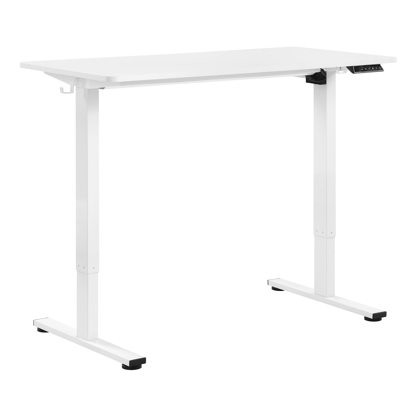OSP Home Furnishings Primo Sit-to-Stand Electric Height Adjustable Office Desk with Hook, White, 4 Feet Wide