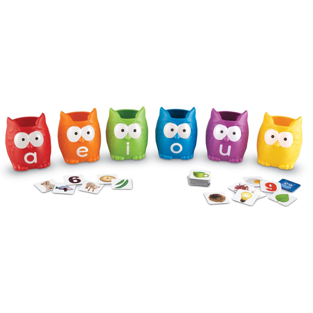 Learning Resources Vowel Owls Sorting Set - Phonics Games for Kids, Vowel Sounds, Toddlers Vocabulary Building, ABC Word Game, Reading skills Toys, Learn to Read, Gifts for Boys and Girls