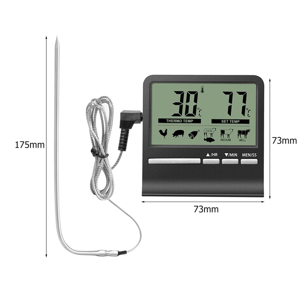 BERHUTJ Kitchen Food Thermometer Digital Barbecue Meat Cooking Baking Timer Electronic Measuring Meter